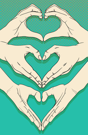 Human hands with heart sign setのイラスト素材