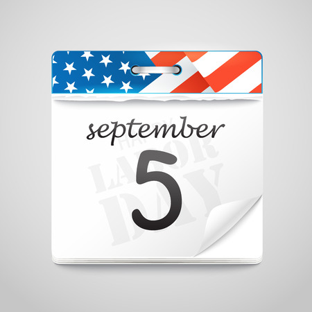 The celebration of The Labor Day. Vector greeting card with calendarのイラスト素材