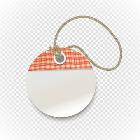 Checkered shopping tag with rope on transparent background. Retro style template for a textのイラスト素材