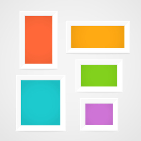 Color picture frames on a wall. Template for a contentのイラスト素材