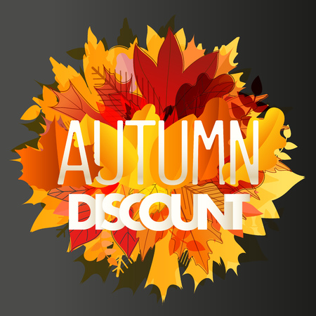 Color leaves illustration. Autumn sale vector conceptのイラスト素材