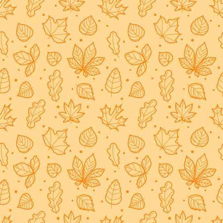 Different leaves silhouettes seamless patternのイラスト素材