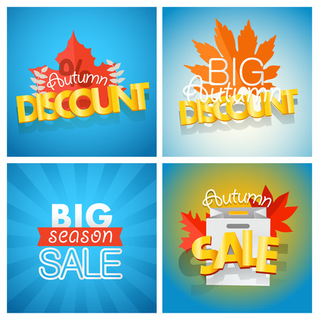 Season sale banners set. Different sale banners vector collectionのイラスト素材