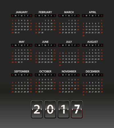 2017 year vector calendar template. Flat design template. Calendar for 2017 yearのイラスト素材