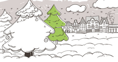 Christmas season vector cartoon illustration. Xmas hand-drawn illustration. Merry christmas greeting cardのイラスト素材