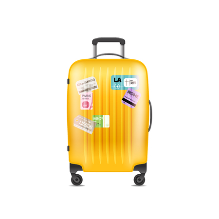 Color plastic travel bag vector illustration. Object isolated on whiteのイラスト素材