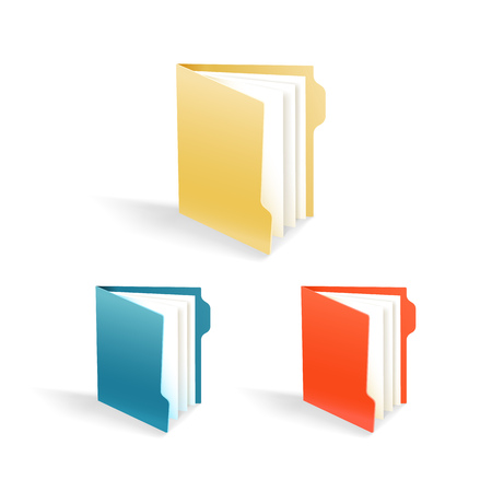 Different color office folders collection isolated on whiteのイラスト素材