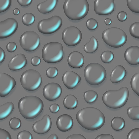 Different water drops vector seamless background. Transparent liquid elementsのイラスト素材