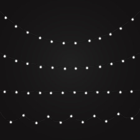 Different Christmas garlands vector clipart. Christmas Greeting card vector templateのイラスト素材