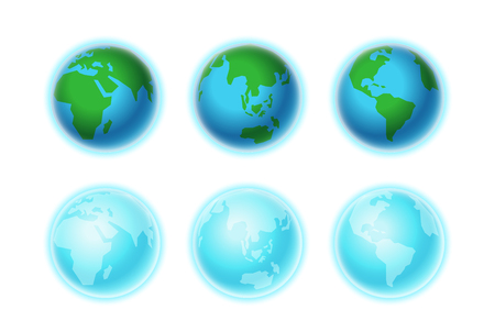 Different Earth sides isolated on white. Infographic templateのイラスト素材