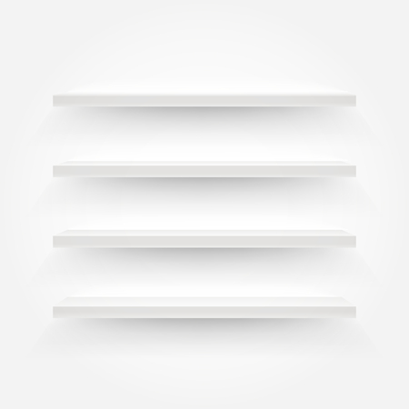 White empty shelves vector illustration. Template for a contentのイラスト素材