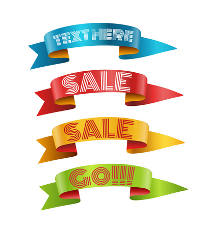 Color ribbons with text vector collection. Template for a text. Banners collection isolated on whiteのイラスト素材