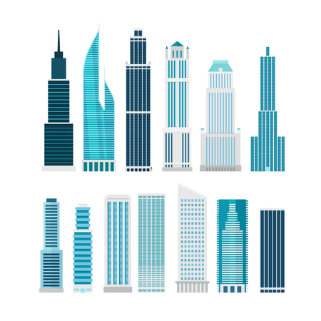 Different skyscrapers isolated on white. Vector clip-art. Vector illustrationのイラスト素材