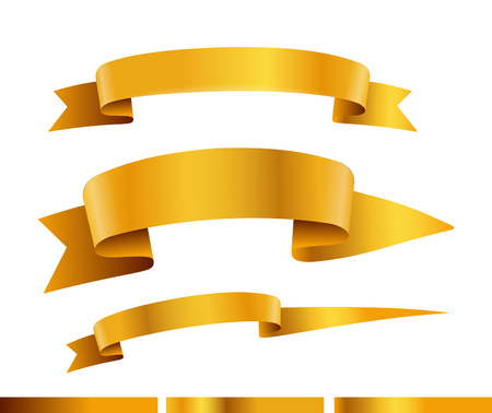 Golden ribbons vector collection. Template for a text. Banners collection isolated on whiteのイラスト素材