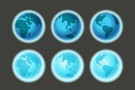 Different Earth sides on dark. Infographic templateのイラスト素材