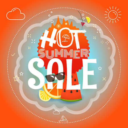 Summer sale vector illustration. Season discount bannerのイラスト素材