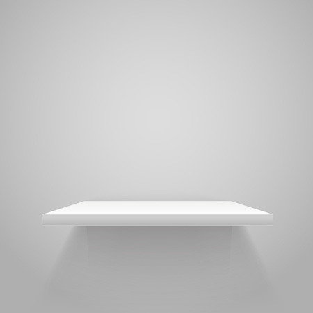 White empty shelf on grey wall. Vector mockupのイラスト素材
