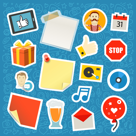 ?ommnication app stickers vector setのイラスト素材
