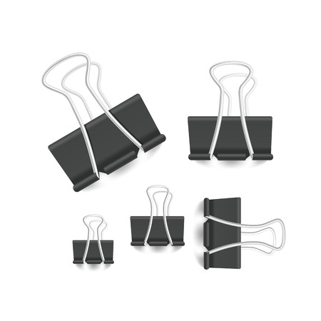 Different size paperclip office elements collection isolated on whiteのイラスト素材
