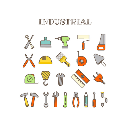 Different instruments thin line color icons vector setのイラスト素材