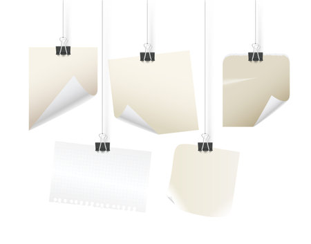 Paper stickers on hooks illustration. Vector mockupのイラスト素材