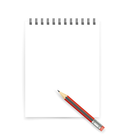 Blank open white notebook with pencil vector illustrationのイラスト素材