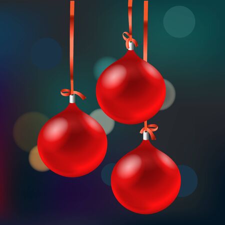 Christmas card with red baubles. Merry Christmas and Happy New Yearのイラスト素材