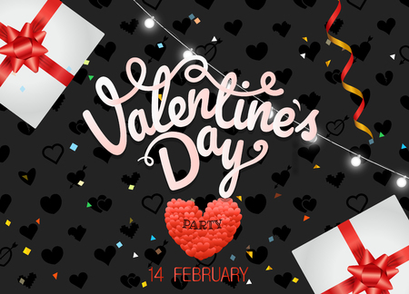 Valentines Day party poster vector concept. Presentation vector templateのイラスト素材