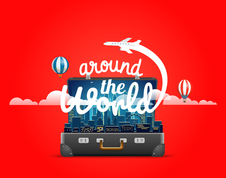 Around the world concept. Modern cityscape 
のイラスト素材