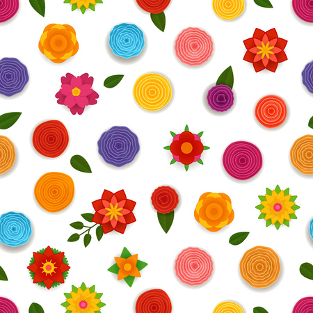 Abstract spring flowers seamless pattern. Vector seamless backgroundのイラスト素材