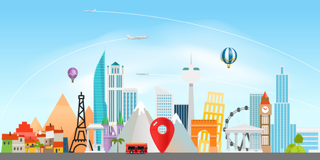 Around the wotld concept. Travel destination vector illustrationのイラスト素材
