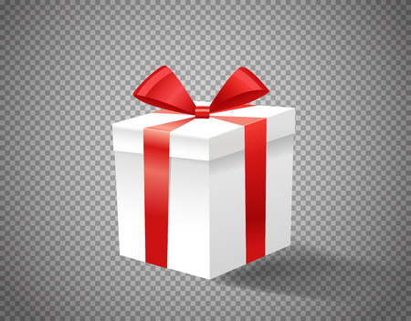 White gift box with red ribbonのイラスト素材