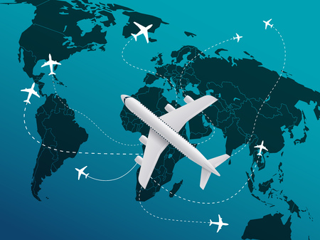 World travel concept with aircrafts. Vector illustration
のイラスト素材