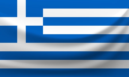 Waving national flag of Greece. Vector illustration のイラスト素材