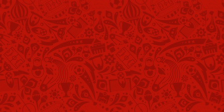 Red soccer championship seamless trendy pattern. Vector ornamentのイラスト素材