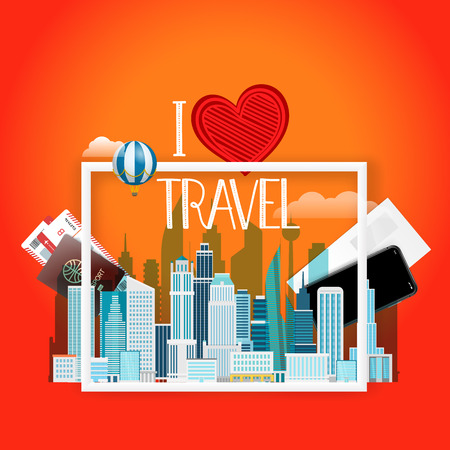 I love travel. Travelling vector conceptのイラスト素材