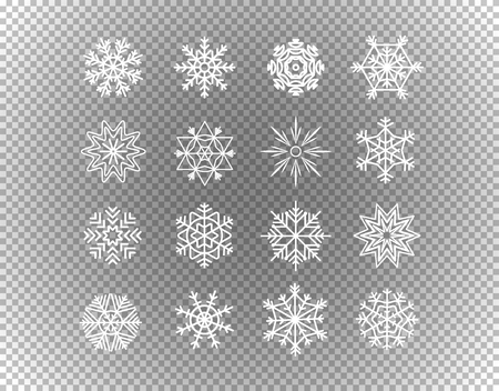 Different snowflakes isolated on transparent background. Layered and detailed illustrationのイラスト素材
