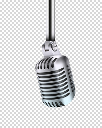 Metal shining microphone vector illustration. Vector object isolated on transparent backgroundのイラスト素材