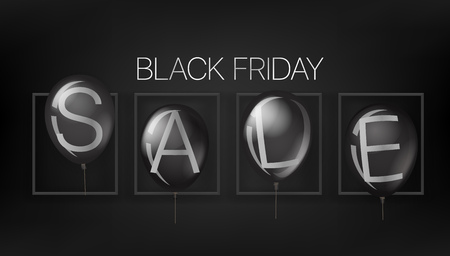 Black friday sale concept with black balloons. Vector illustrationのイラスト素材