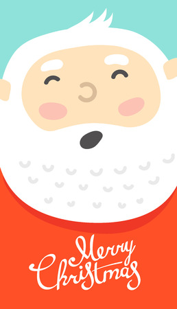 Merry Christmas greeting card with Santa Claus face. Vector illustrationのイラスト素材