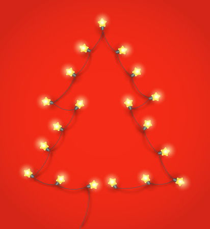 Abstract Christmas tree made from lighting garlandのイラスト素材