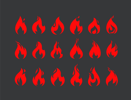Burning flames vector set. Vector collectionのイラスト素材