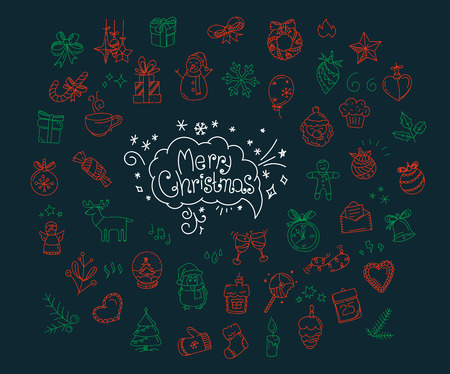 Christmas doodle elements. Vector illustrationのイラスト素材