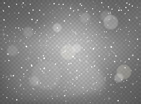 Winter snowfall background. Vector objects on transparent backgroundのイラスト素材