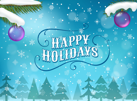 Happy winter holidays. Vector greeting cardのイラスト素材