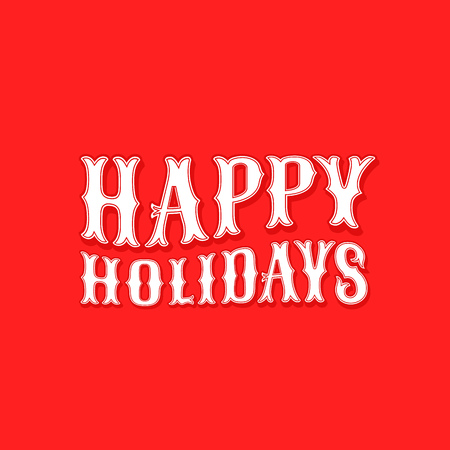 Happy holidays composition on red background. Retro style vector illustrationのイラスト素材