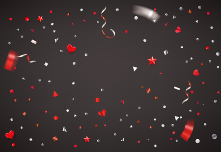 Colorful confetti on dark background. Abstract vector backgroundのイラスト素材