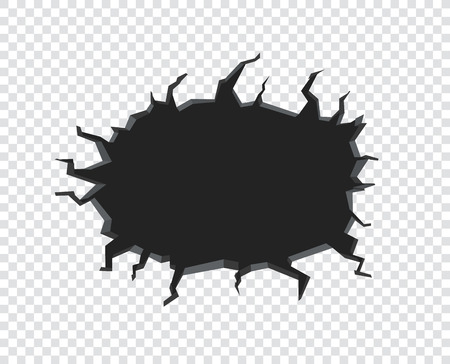 Black hole on transparent background. Broken wall concept. Vector illustrationのイラスト素材