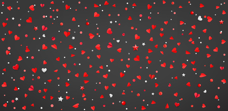 Valentines day abstract background with confetti laying on a dark floor. Vector illustrationのイラスト素材