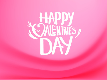 Valentine`s Day pink composition with lettering inscription. Vector greeting cardのイラスト素材